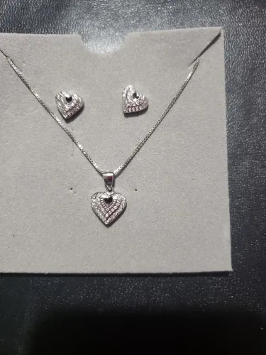 Conjunto prata 925 coração 