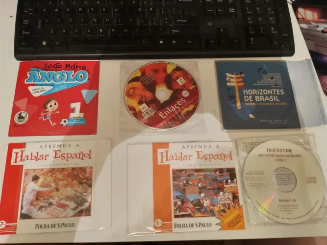 Aprenda inglês e espanhol no computador e áudio CD 