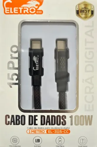 Cabo de Dados USB-C 100W Eletro 1 Metro