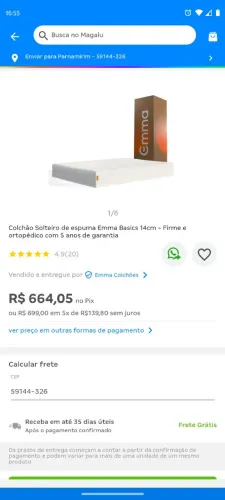 Colchão Solteiro Emma Basics 14cm - Firme e Ortopédico