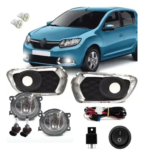 Kit Farol De Milha Sandero 2015 2016 2017 C/mold Cromo