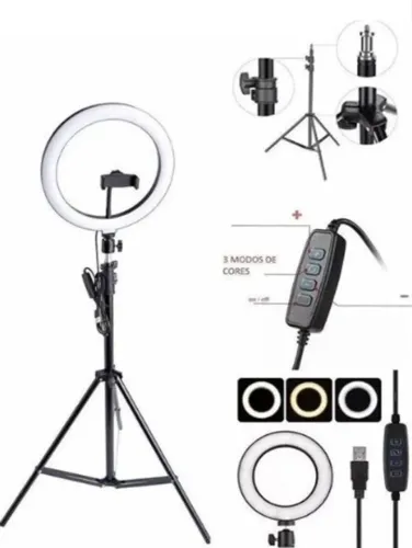 Ringh Light 10'' Kit Iluminação Video Fotos 26cm