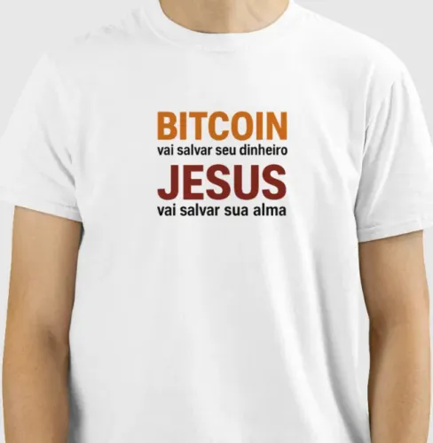 Camiseta estampada So Bitcoin e Jesus Salva - camisetas estampadas universo cripto