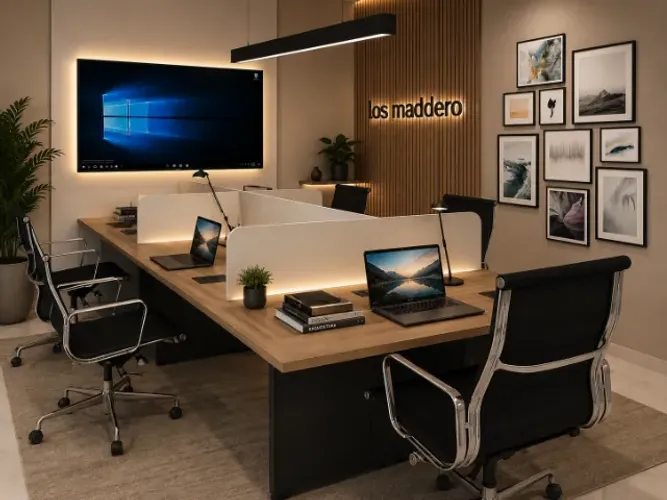 Estação Top Black Office Com Painel. Alto Padrão. 5 Cxs de Tomadas: L270cm x P120cm x A74