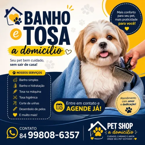 Entre em contato e agende o banho e tosa do seu pet no conforto da sua casa