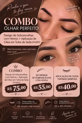 Realce seu olhar com Design de Sobrancelha e Aplicação de Cílios