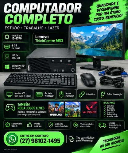 COMPUTADOR COMPLETO LENOVO - PRONTO PARA USO