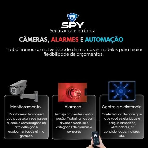 Câmeras, alarmes e automação 