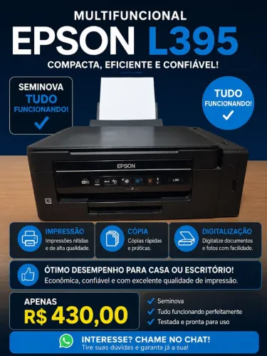 Multifuncional Epson L395 sem defeitos - Aceito cartão 