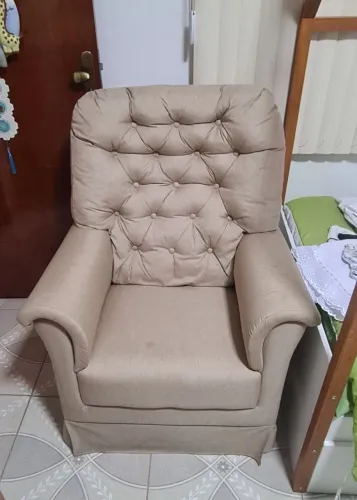 Poltrona de Amamentação Ninho com Balanço - Linho Bege