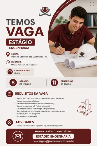 Estágio em Engenharia Civil ou Arquitetura