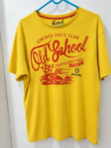 Camiseta Masculina Amarela Fatal Rider Old School Tam G