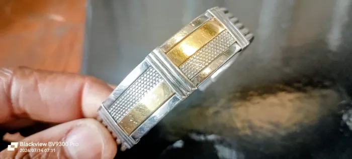 Bracelete aço inox com ouro 18k