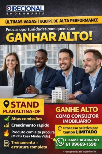 Consultor Imobiliário para maior construtora do Brasil em Planaltina