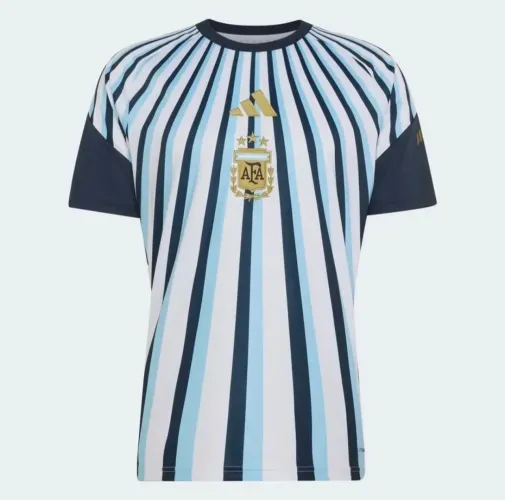 Camisa Adidas Argentina Pré Jogo 1 2026 Branco/Azul
