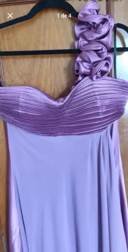Vestido em crepe de seda fúcsia tamanho m