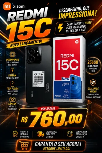 REDMI 15C 256GB | NOVO | LACRADO | 
