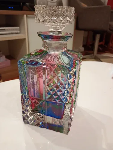 Licoreira Cristal lapidado estilo ART Decor colorido