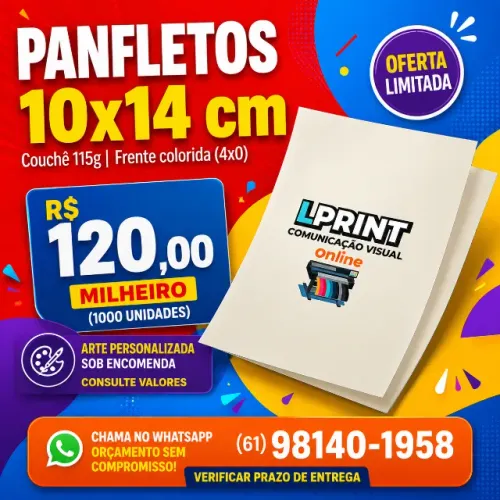 PANFLETOS 10x14 cm - 1.000 UNIDADES | R$ 120,00