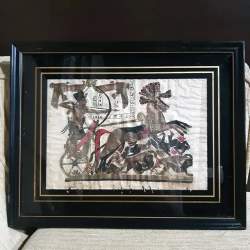 Pintura egípcia autêntica feita à mão em papiro 42cmX34cm