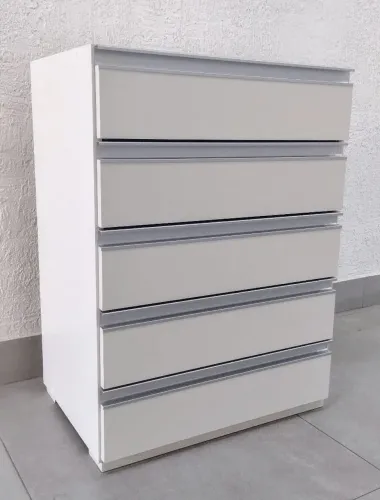 Gaveteiro Branco MDF, Novinho, 5Gavetas, Cosrrediças Telescópicas, Puxador de Alumínio