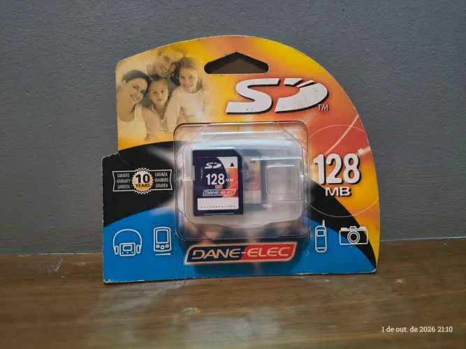 Cartão de memória lacrado dane-elec 128mb