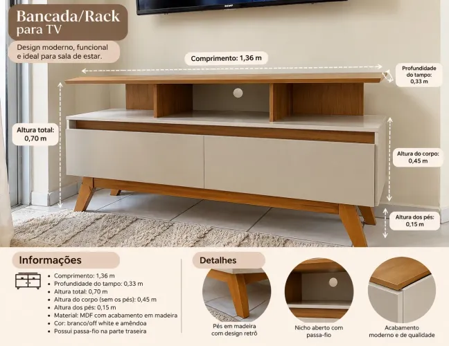 Rack bancada mdf