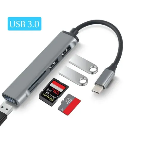 Hub Usb C 3.0 com Leitor de Cartão e 3 Portas Usb