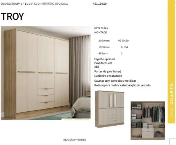 Guarda Roupa Casal Troi Compre Hoje Sem Sair de Casa Ganhe Entrega e Montagem Grátis 