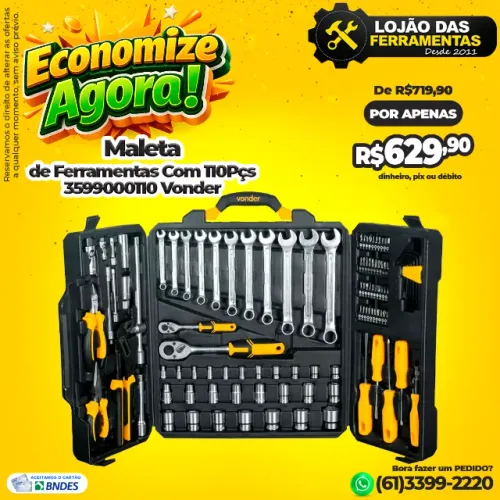 Maleta Com Jogo de Ferramentas 110 Pçs * Vonder
