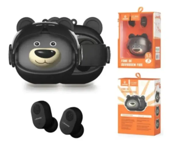 Fone Bluetooth Sem Fio Ursinho LEHMOX 5.3 - Som Potente e Design Fofo