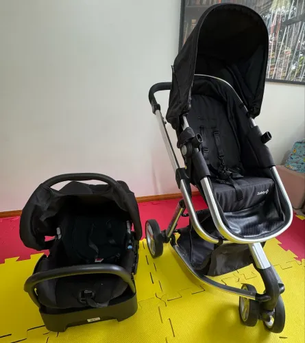 Trio mobi Safety - carrinho de bebê  ( Moisés e passeio ) + bebê conforto + base  
