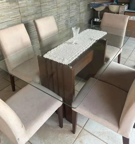 Mesa tampo de vidro