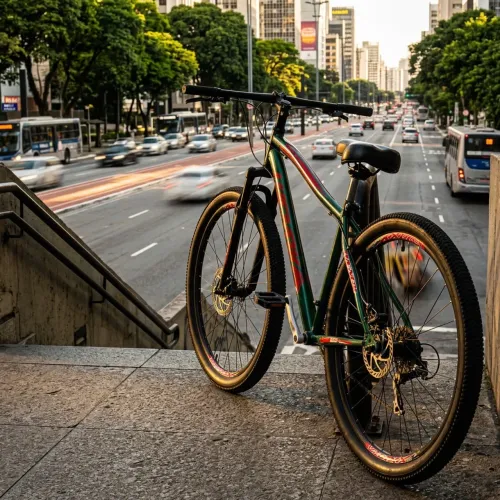 Bike aro 29 verde revisada boa para trabalhar