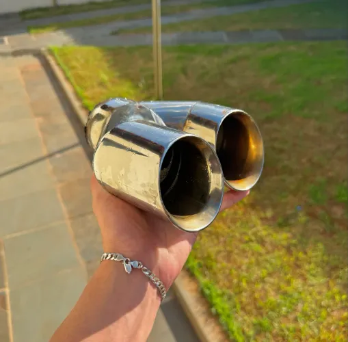 Ponteira De Escapamento Inox Dupla Saída 3 Polegada