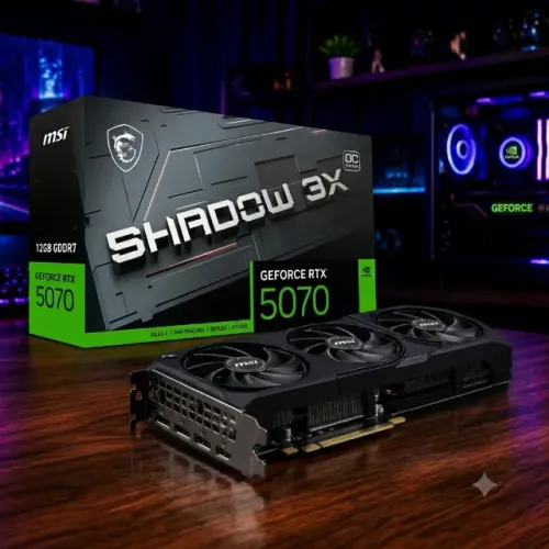 Placa de Vídeo NVIDIA GeForce MSI RTX5070 12GB GDDR7 192ITS Shadow 3X OC