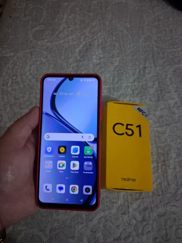 "Pra você q roda de Uber" Realme C51 128Gb, 4RAM, 4g ,NFC +carregador+caixa
