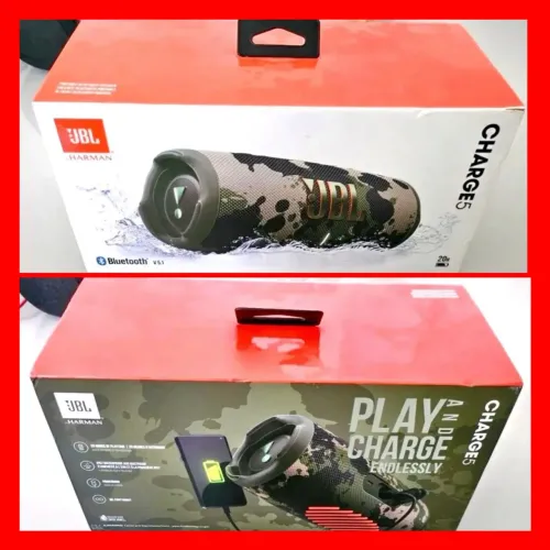 Raro Modelo Caixa de Som Original JBL Harman Charge 5 Camuflada Bluetooth a prova dagua 