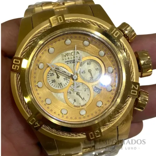 Relógio Invicta Reserve Dourado Cronógrafo Luxo Gold