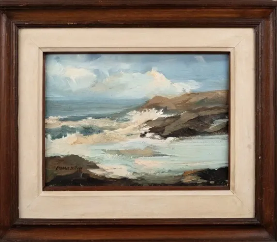 Quadro Pintura A Óleo Marinha 62 X 51cm