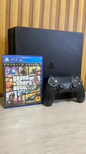 PS4 SLIM + CONTROLE + GTA V