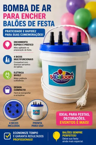 BOMBA DE AR ELÉTRICA PARA ENCHER BALÕES - BABALOON