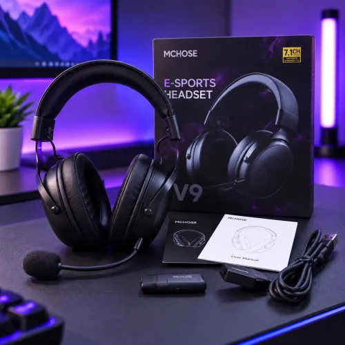 Headset Gamer V9 Pro Sem Fio Bluetooth 5.3 - Bateria de até 250h e Áudio 7.1 Surround