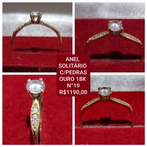 ANÉIS SOLITARIO OURO AMARELO 18K