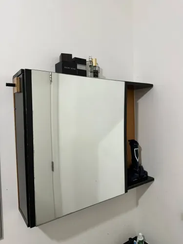 Armário Espelheira Para Banheiro Preto/Nature - Ótimo Estado