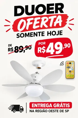 Ventilador e luminária 100un