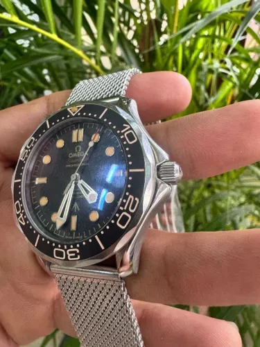 Omega Seamaster Preto Aço Milanese Premium C Garantia