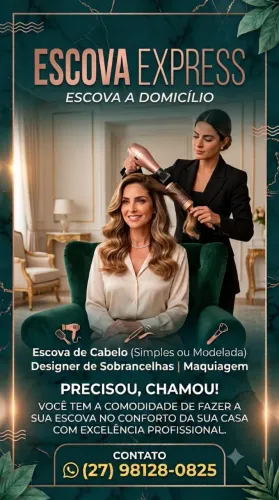 Escova express, maquiagem e design de sobrancelha