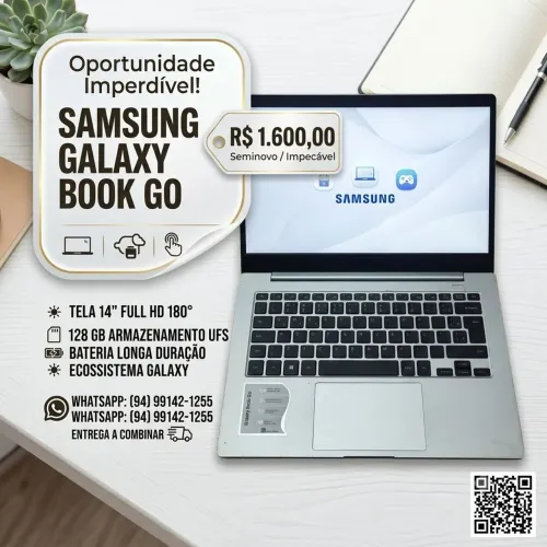 Samsung Galaxy Book Go 14? Full HD, 128GB UFS - Impecável / Estado de Novo