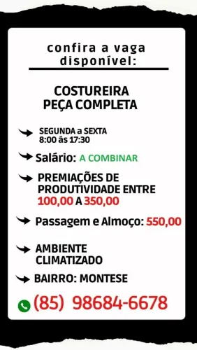 CONTRATA-SE COSTUREIRA 